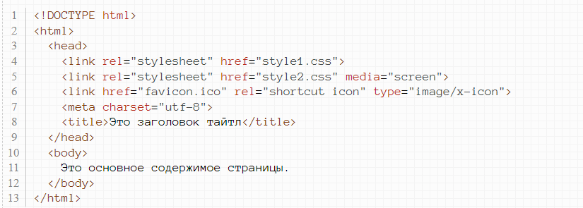 Пример подключения внешнего CSS-файла к HTML-документу